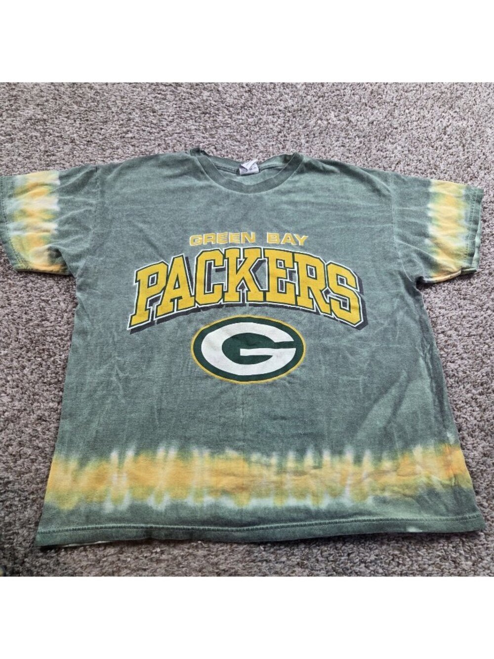 Vtg Green Bay Packers T Shirt Adult Large Tye Dye Boxy Distressed Spellout